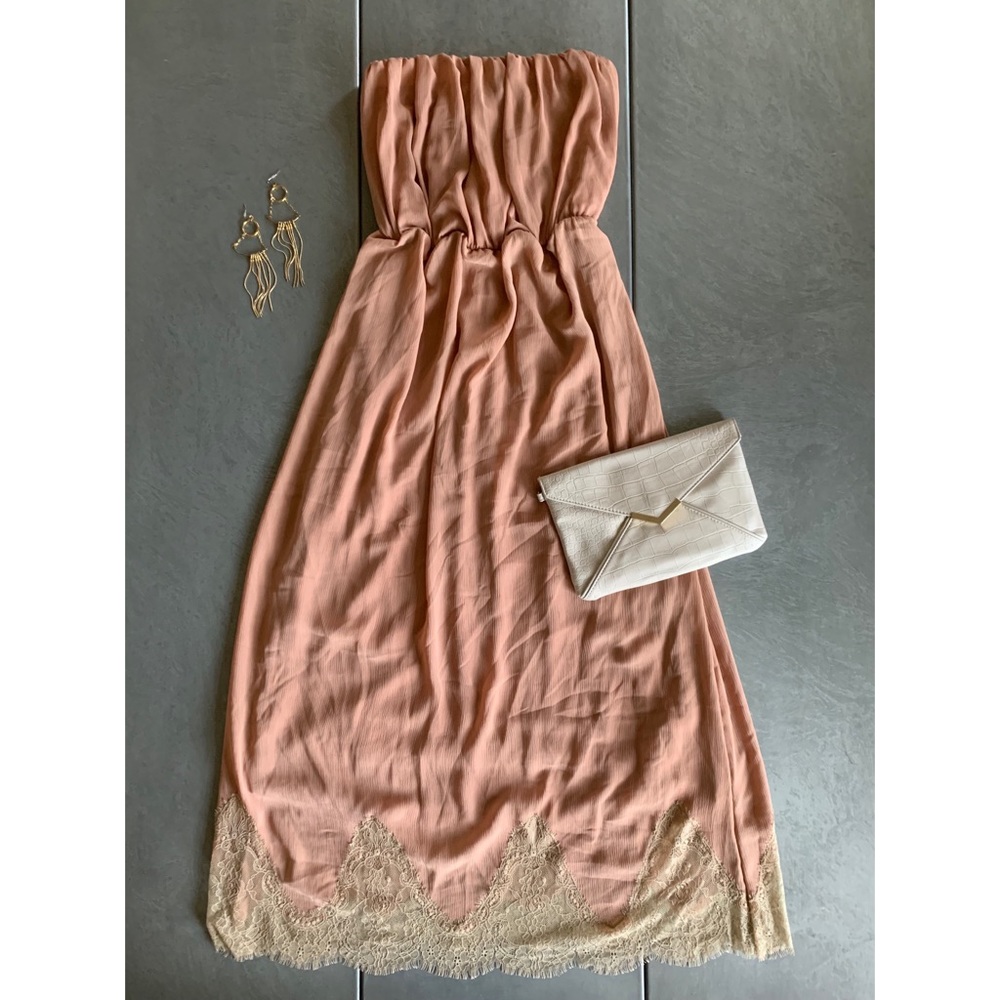 Zara lace trim bandeau dress